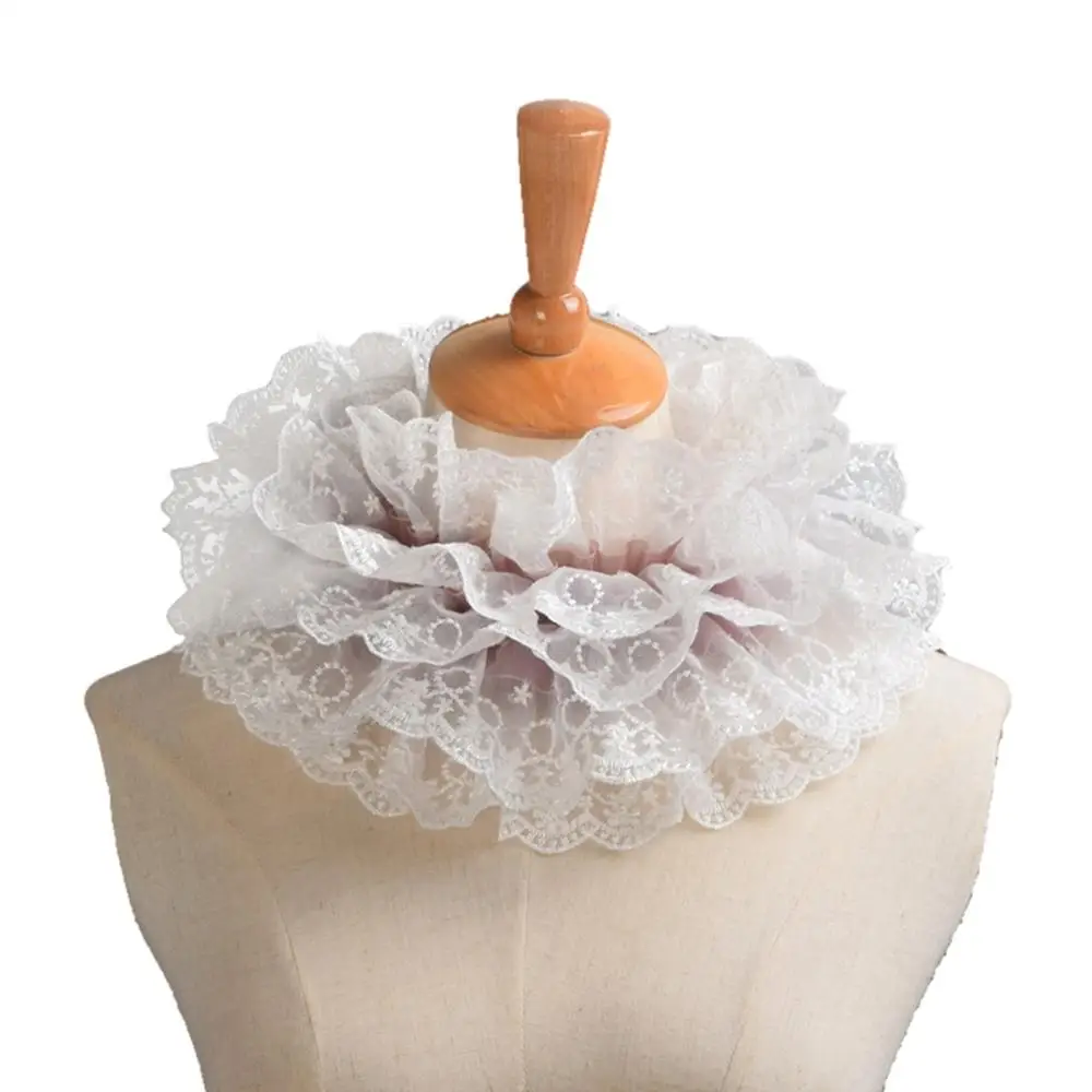 

Victorian Collar Ruffle Neck Ruff Vintage Lace Clown Collars Tie Cosplay Accessories