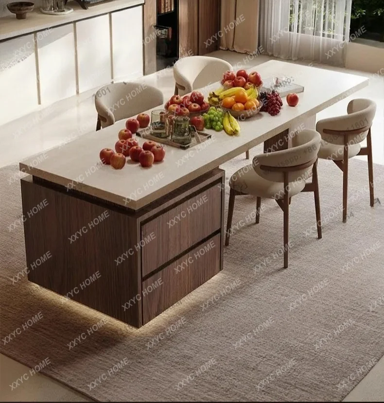 Medieval dining table integrated household open kitchen mid-island table bar can be customized