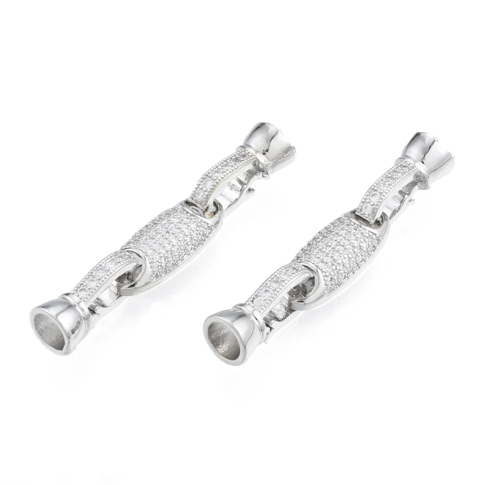 10Sets Messing Pave Clear Zirconia Vouw Sluitingen Voor Diy Armbanden Kettingen Sieraden End Connector Maken Accessoires