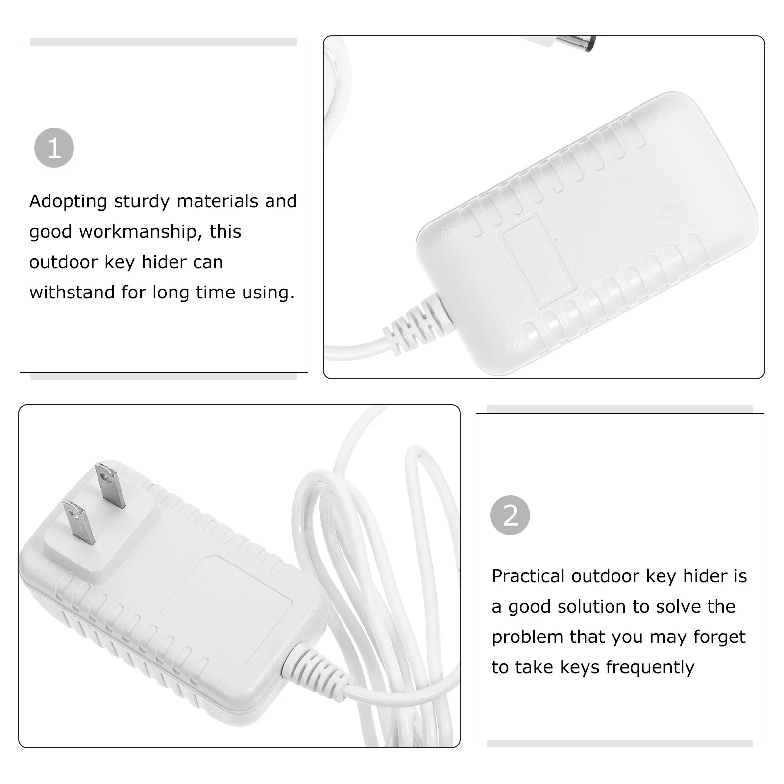 Caja de efectivo oculta, cargadores de enchufe, contenedor, soporte para dinero, almacenamiento de almacenamiento de plástico blanco