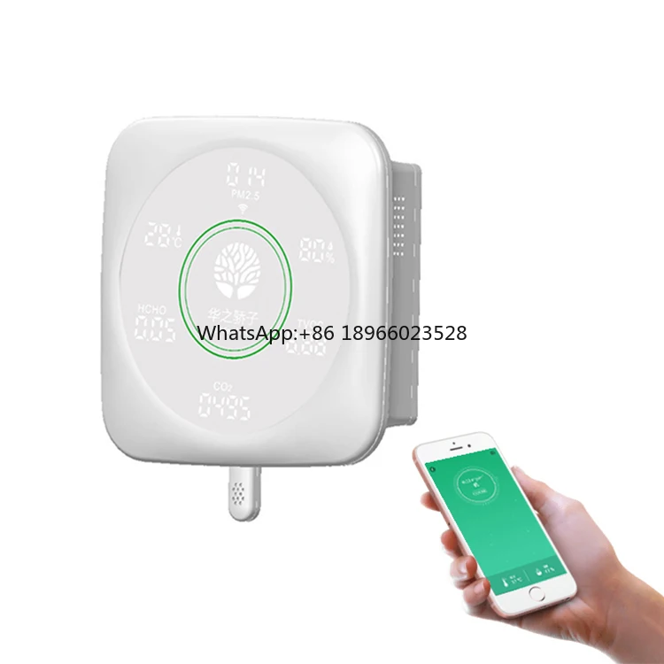 Wall Mounted 8 in 1 Multi Gas Detector CO2 Wifi Sensor PM 25 Detector Iot Device Carbon Dioxide Air Quality