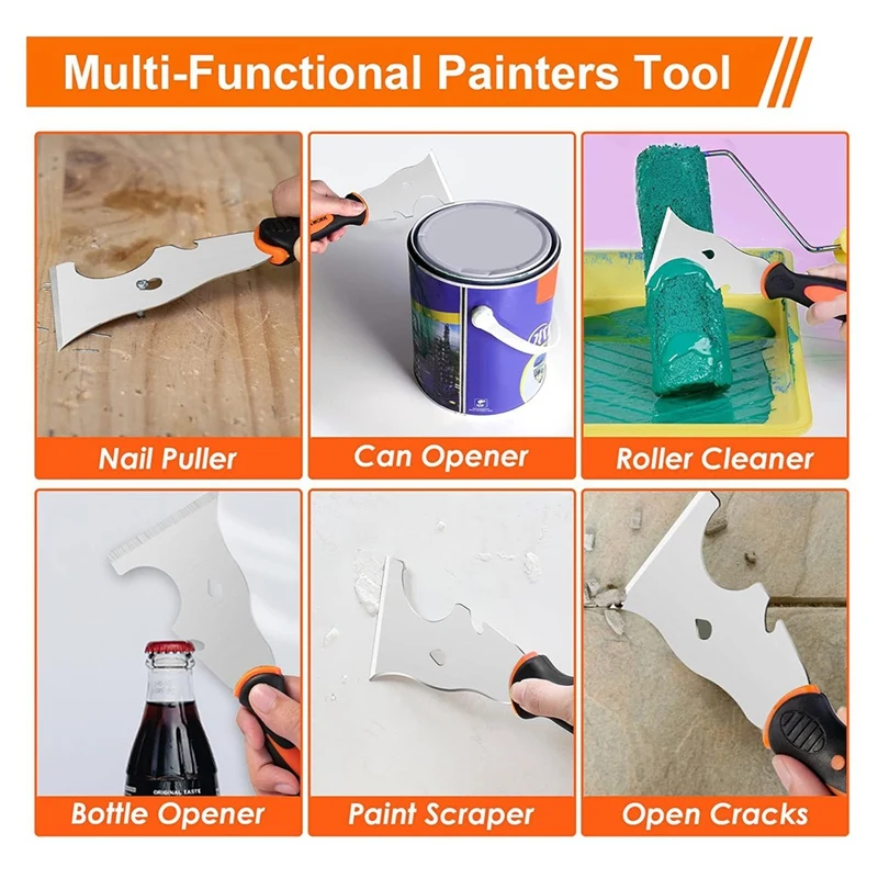 TOP Stainless Steel Paint Scraper Tools, Drywall Knife Set For Removing Wallpaper, Repairing Drywall, Applying Putty