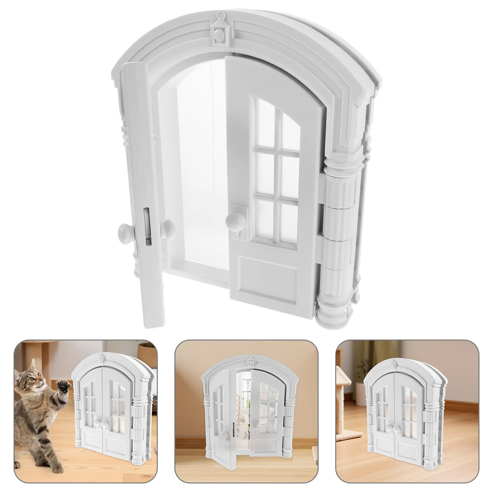 

Dual Swing Pet Door for Cats Indoor Use Black Interior Cat Flap for Doors Or Partitions Secure Pet