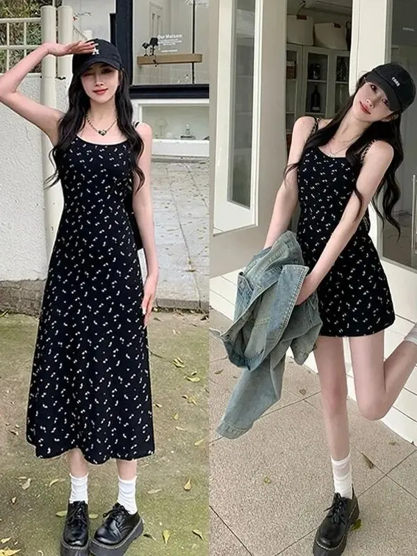 Bla imprimé fleuri Dr femmes été minceur jupe moulante ort jupe chaude fille robe à bretelles coréen Sle tenue décontracté