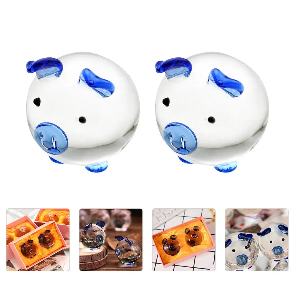 

1Pair Crystal Pig Decoration Elegant Desktop Ornament for Home Office Party Creative Tabletop Adornment Crystal Pig Figurine