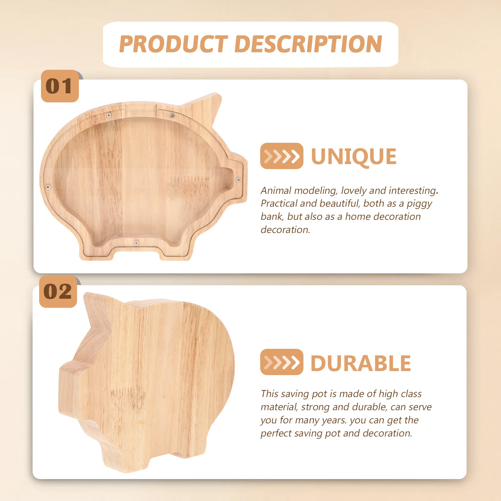 صندوق نقود خشبي على شكل حيوان مبتكر، تصميم ذو سعة كبيرة، هدية رائعة للأطفال، حصالة على شكل حيوان للبالغين