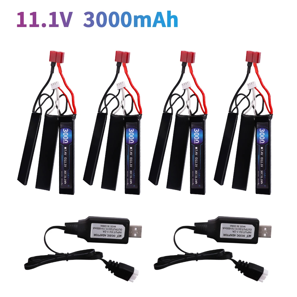

452096 3000mAh 11.1V Lipo Battery for Water Gun Airsoft 11.1V battery T Plug for Airsoft BB Air Pistol Electric Toys Guns Parts
