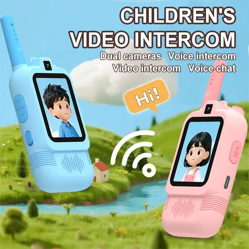 Walkie Talkie de vídeo para niños con pantalla HD de 2 ", cámara Dual, intercomunicador de llamada HD recargable con un solo clic para tecnología de dispositivos para niños