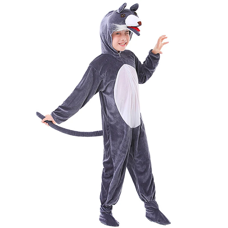 Wolf Costume for Adult Kids Funny Werewolf Costume Long Sleeve Animal Jumpsuit Cosplay Outfits