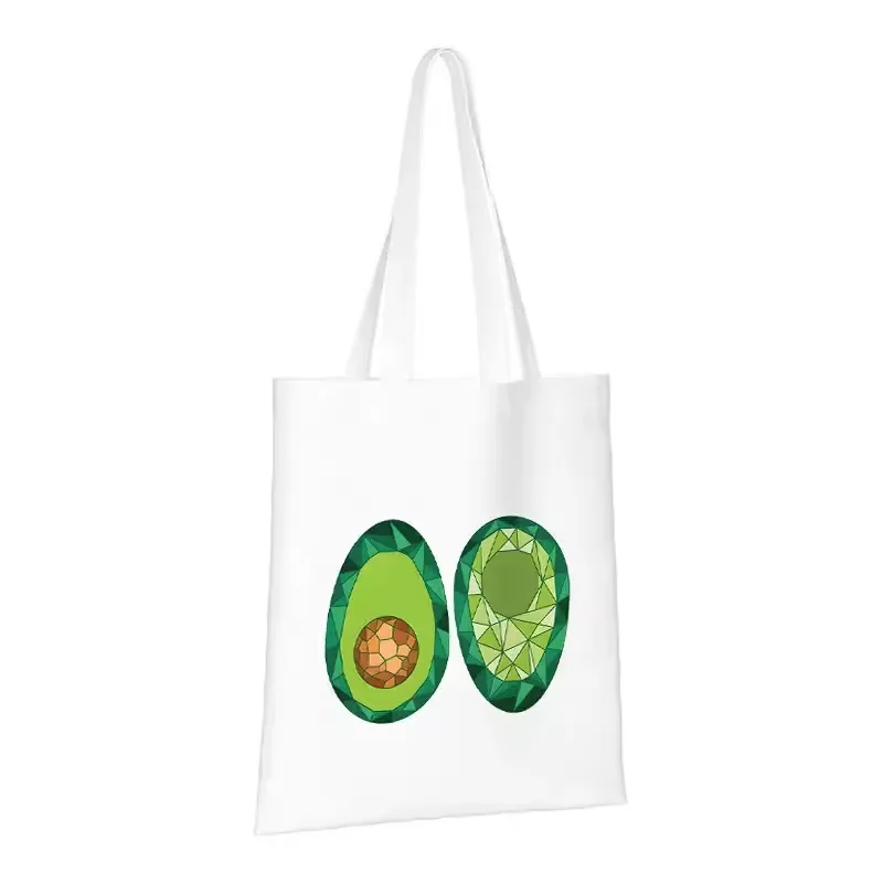 

Geometric Mosaic Avocado Canvas Tote Bag Minimalist Fruit Print Reusable Shoulder Bag Shopping Handbag For Women