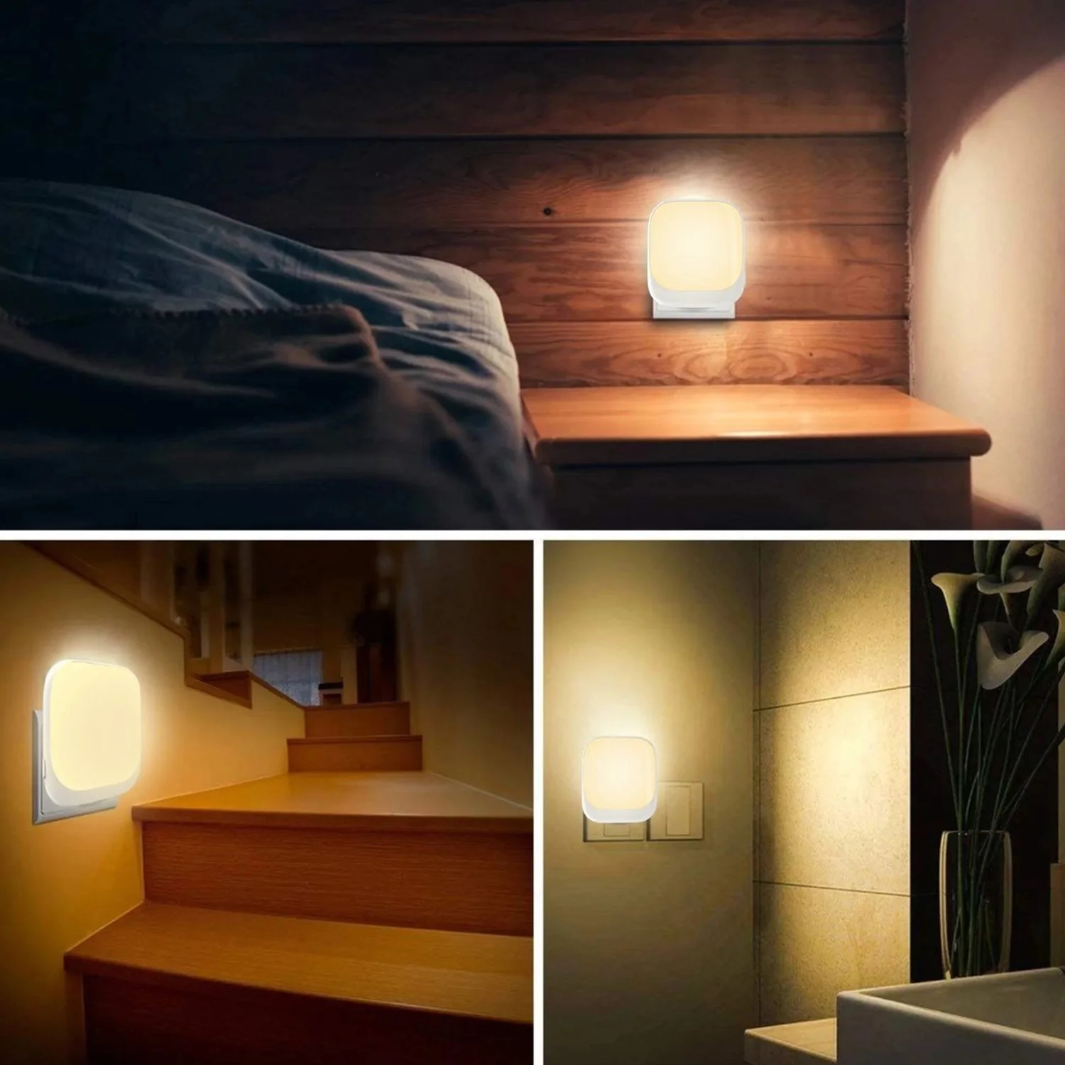 LED Nightlight 3 Brightness Adjustable With Dusk To Dawn Motion Sensor Dimmable Plug In Night Light For Bedroom Bathroom Kitchen