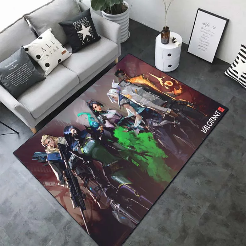 V-Valorant Printed Floor Mat Carpet 15 Sizes Game Room Living Room Bedroom Bedside Window Sill Bathroom Floor Rug Home Decor