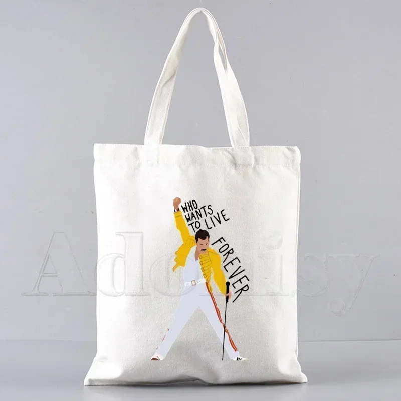 Freddie Mercury Tote Bag Unisex Canvas Bags Shopping Bags Printed Casual Shoulder Bag Foldable