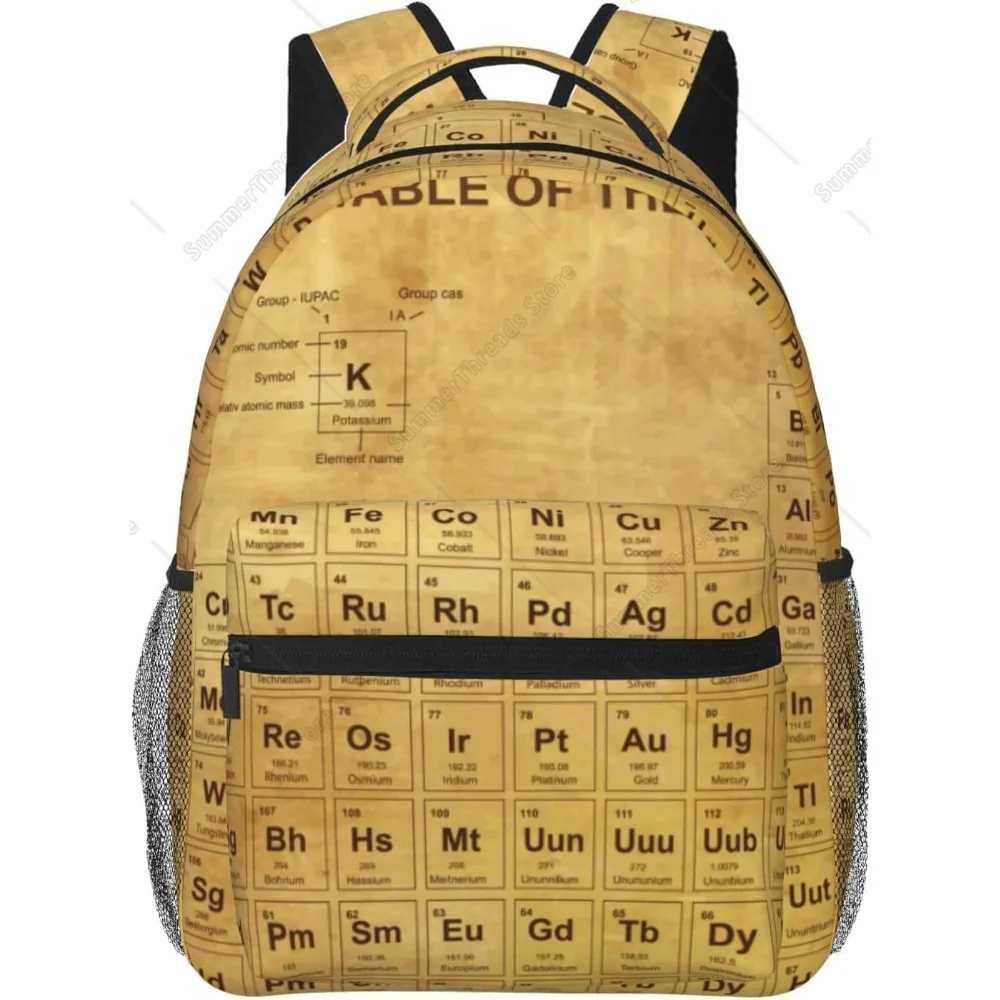 

Рюкзак с периодической таблицей элементов, винтажный дизайн с химическими символами, для любителей науки, студентов, идеально подходит для школы