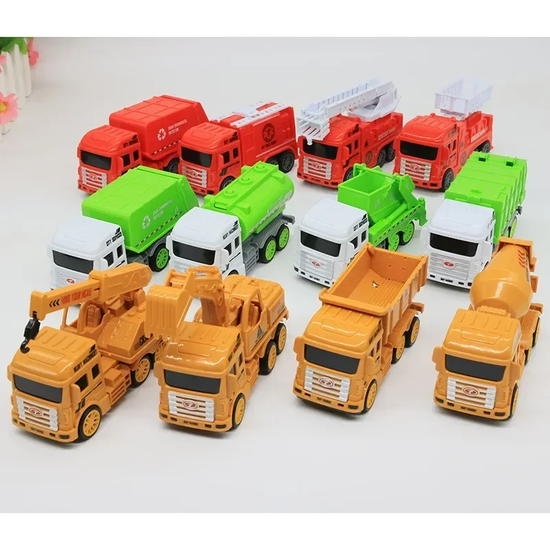 Children's Excavator Boy Toy Engineering Car Excavator Stirring Crane Locomotive Sprinkler Garbage Truck Model Toddler Toys