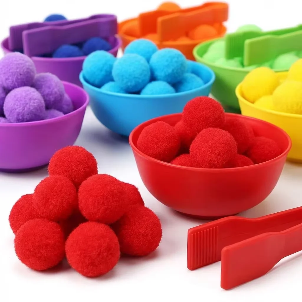 Jouets de tri et de comptage pour enfants, 30 à 68 pièces, bols de classification de couleurs arc-en-ciel avec pinces, entraînement à la motricité fine, jeu éducatif, cadeaux