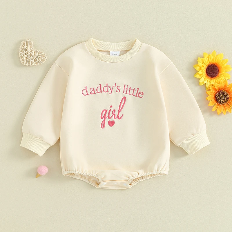 Newborn Sweatshirt Romper Baby Girl Letter Print Long Sleeve  Cute Oversized Bodysuit Fall Winter Clothes