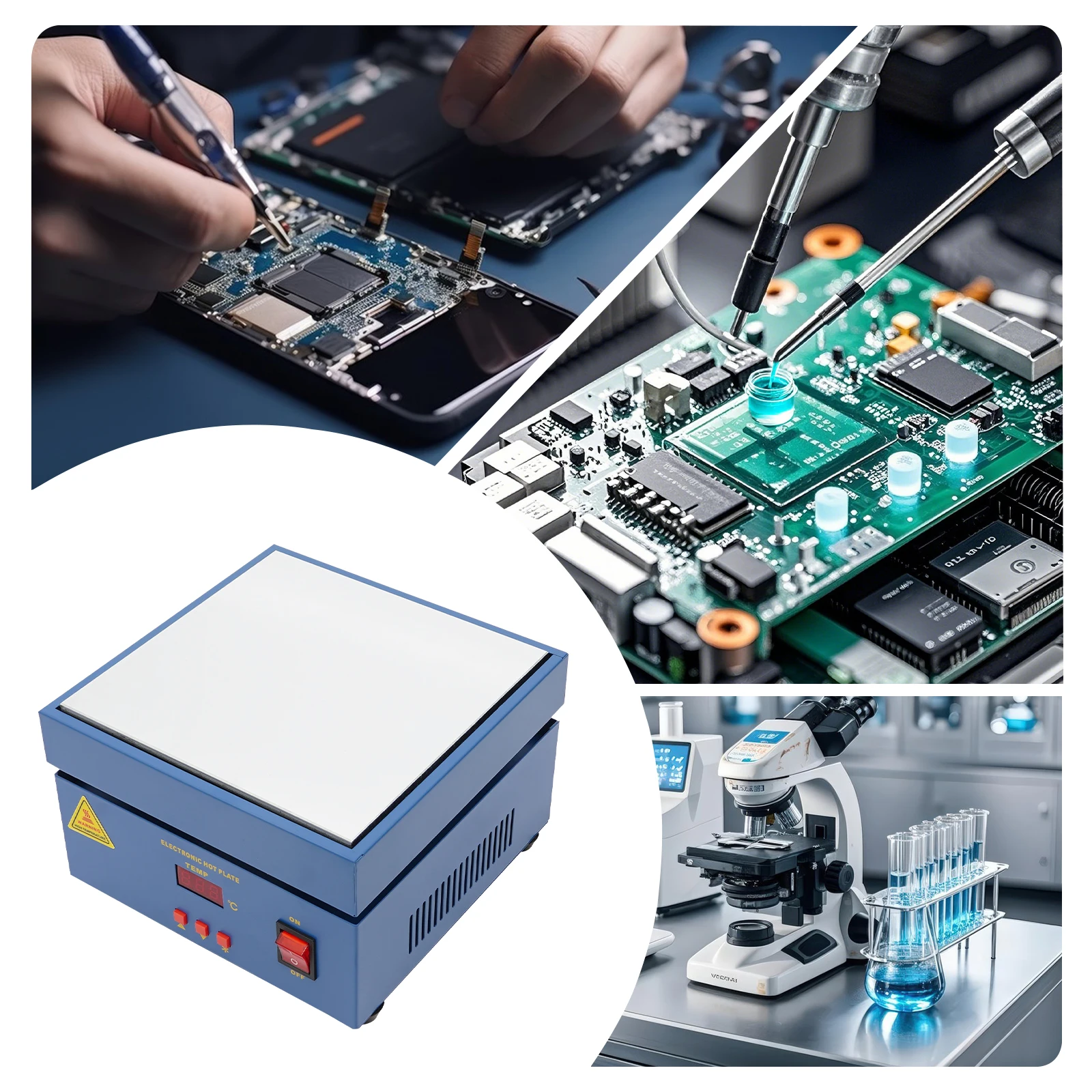 800W Digitale Vorheiz-Lötstation 20x20cm Heizplatte 50 bis 400 Grad Celsius EU-Stecker Verbrühungsschutz Überhitzungsschutz für PCB SMD Reparatur