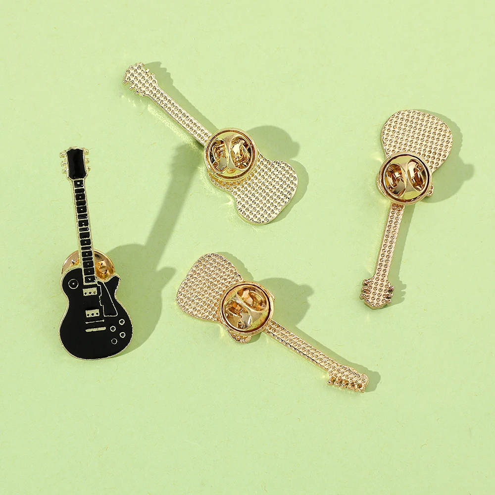 4 Pcs Cartoon Instrument Brooch Creative Guitar Enamel Pin Metal Badge Jewelry Clothing Backpack Accessories Gift for Friends