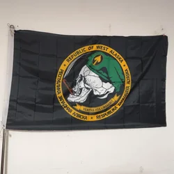 West Alaska Skull Republic Flag 90x150cm - Polyester Outdoor Banner, Edgy Wall Garden Decor for Patriotic Gothic Enthusiasts