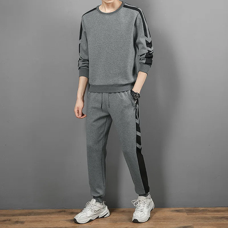 

GIOIOMen's sport suit，2025Spring New Color-Block Loose Casual Two-Piece Set，Sweater+Sweatpants，Fashion Men's Wear