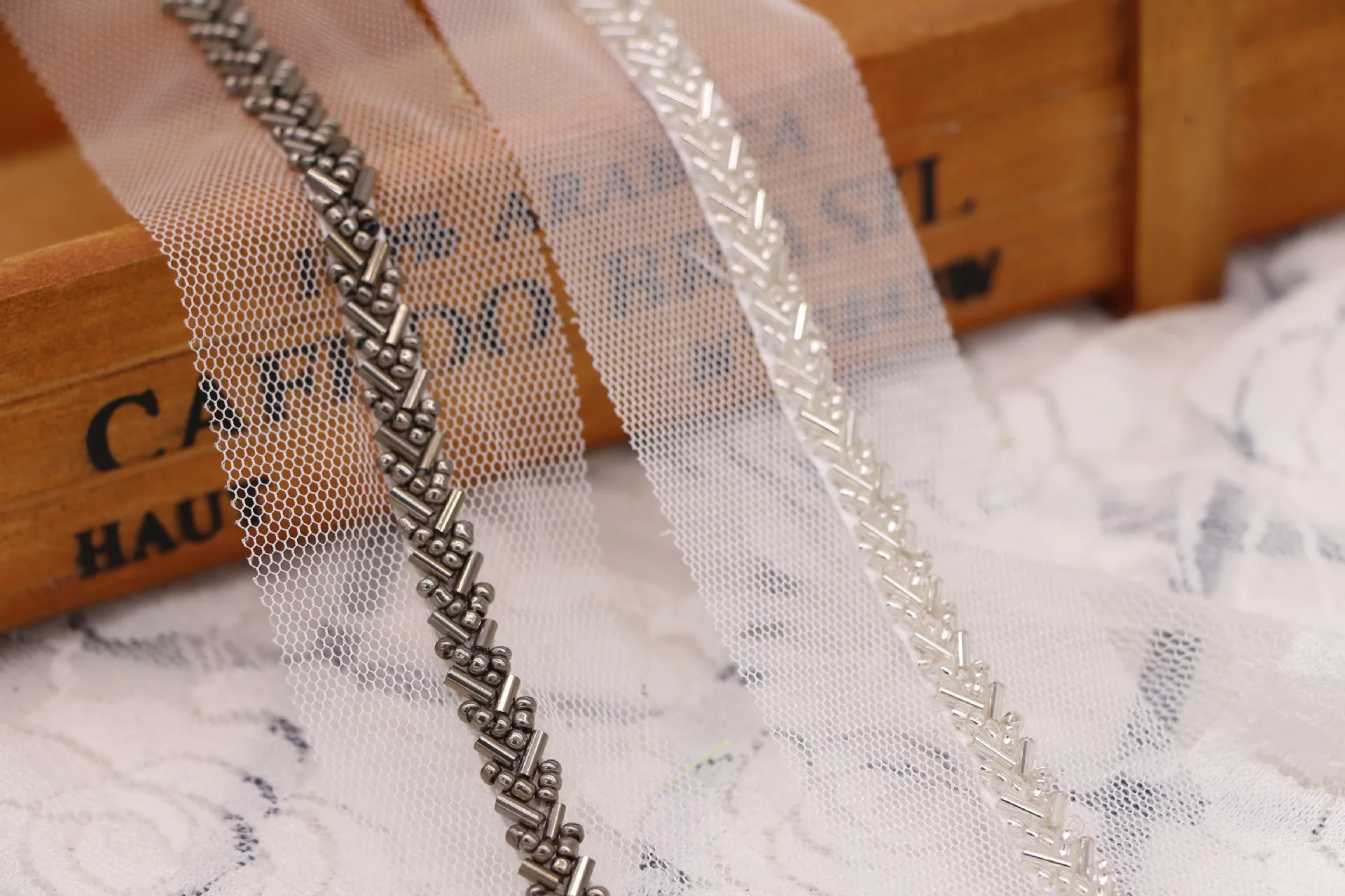 Handmade DIY Eight-Character Beaded Rice Bead Lace Trim Clothing Accessories Heavy Work Clothing Decoration Accessories