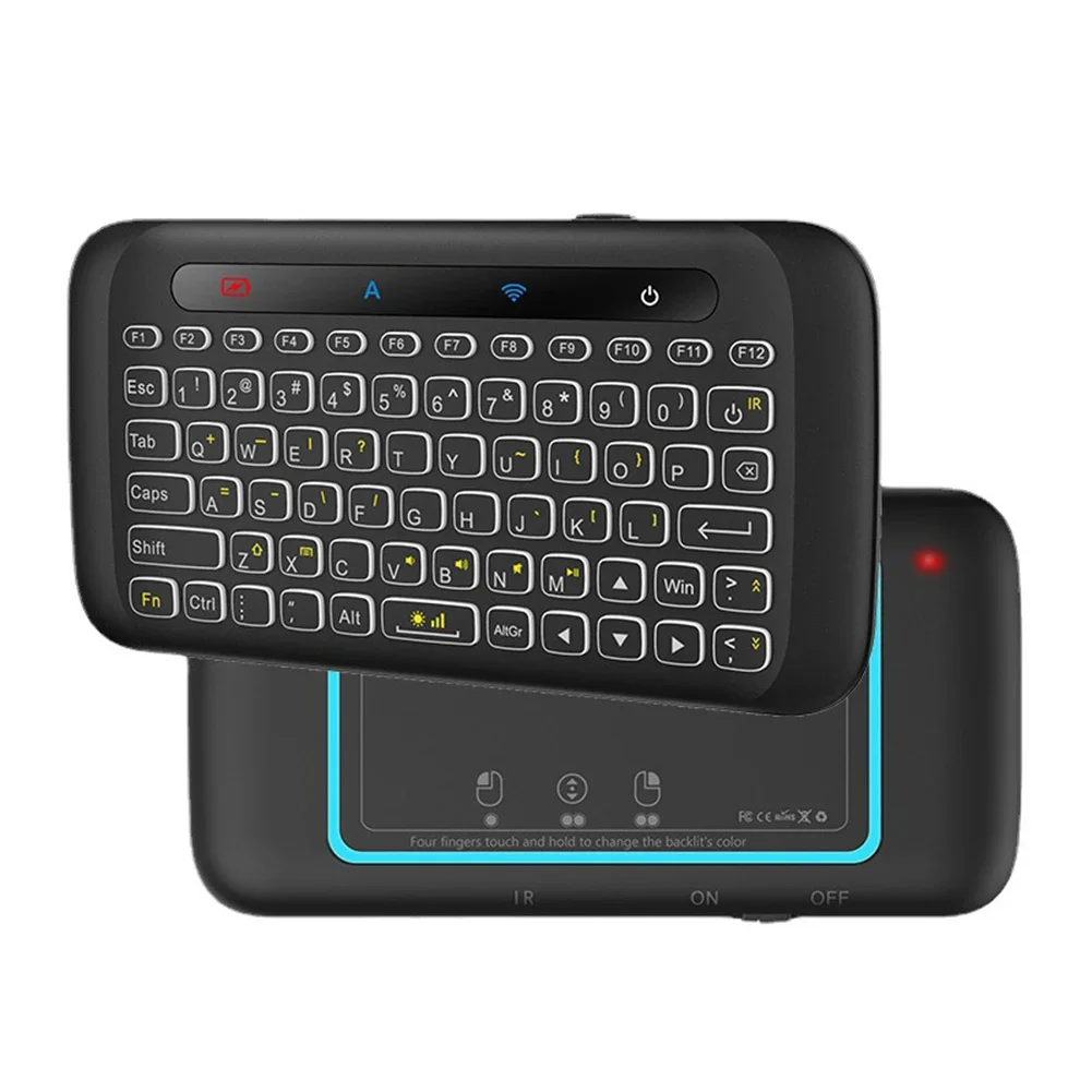 H20 Mini 2.4Ghz Wireless Keyboard Backlight Touchpad Air Mouse IR Leaning Remote Control for Andorid Box Smart TV Windows