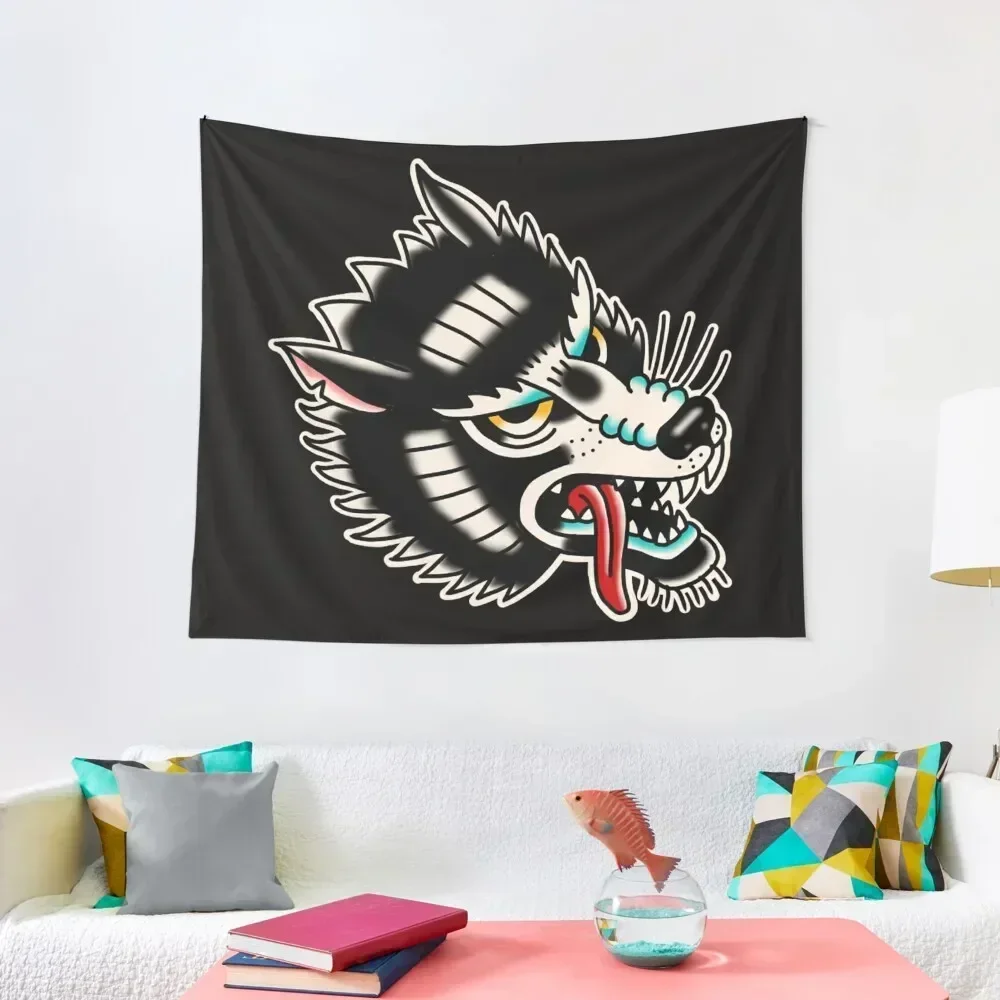 wolf traditional tattoo Tapestry Decoration Home Wall Decor Decoration For Home Room Decor Korean Style Tapestry