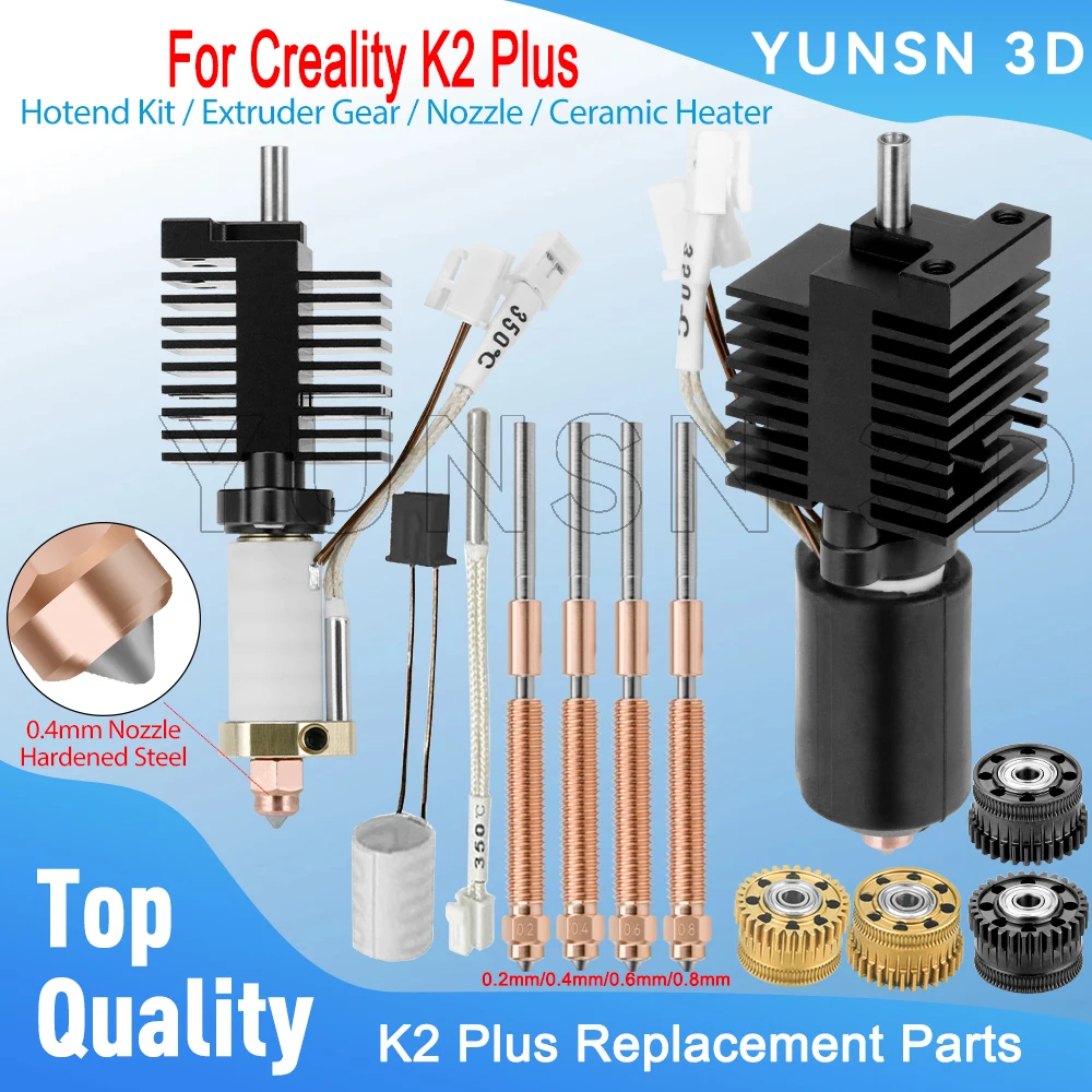 

Hotend Kit For Creality K2 Plus Upgraded Dual Helical Extruder Driver Gear All-Metal Quick-Swap Nozzles Set 3D Printer Parts