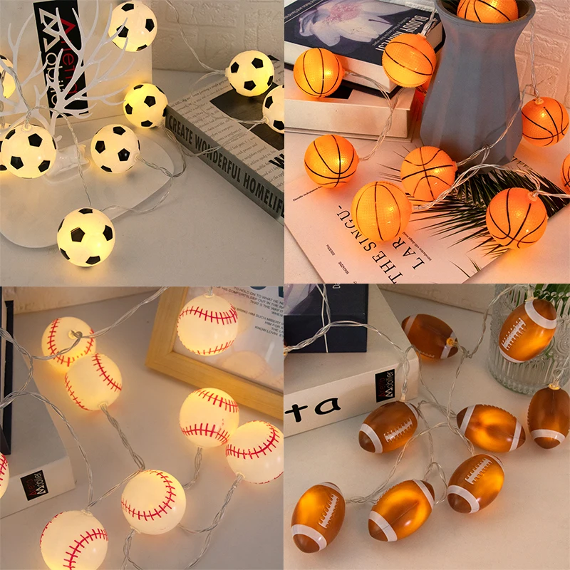 Football Rugby Baseball Basketball String Light Sport Theme Party String Light Boy Birthday Party Supplies Bedroom Hanging Light