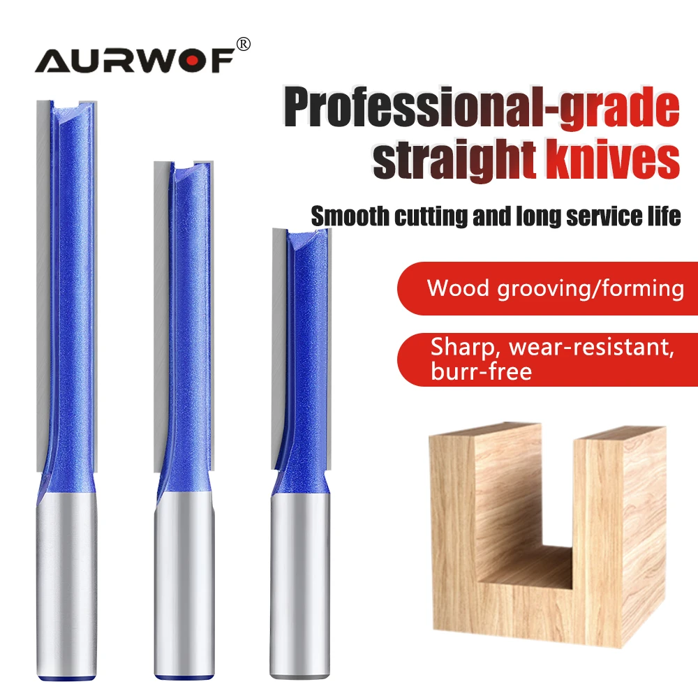 

AURWOF 1/2' Shank Professional Quality Straight Bit Router Bits Woodworking H13002T3ABL