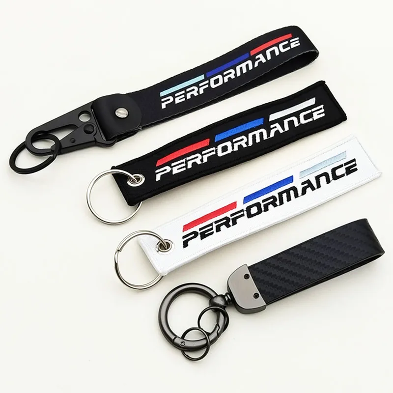 Women Man Nylon Key Ring Leather Car Keychain For BMW Performance E46 E39 E60 F10 F20 F30 F15 F16 Motorcycle Racing Accessories