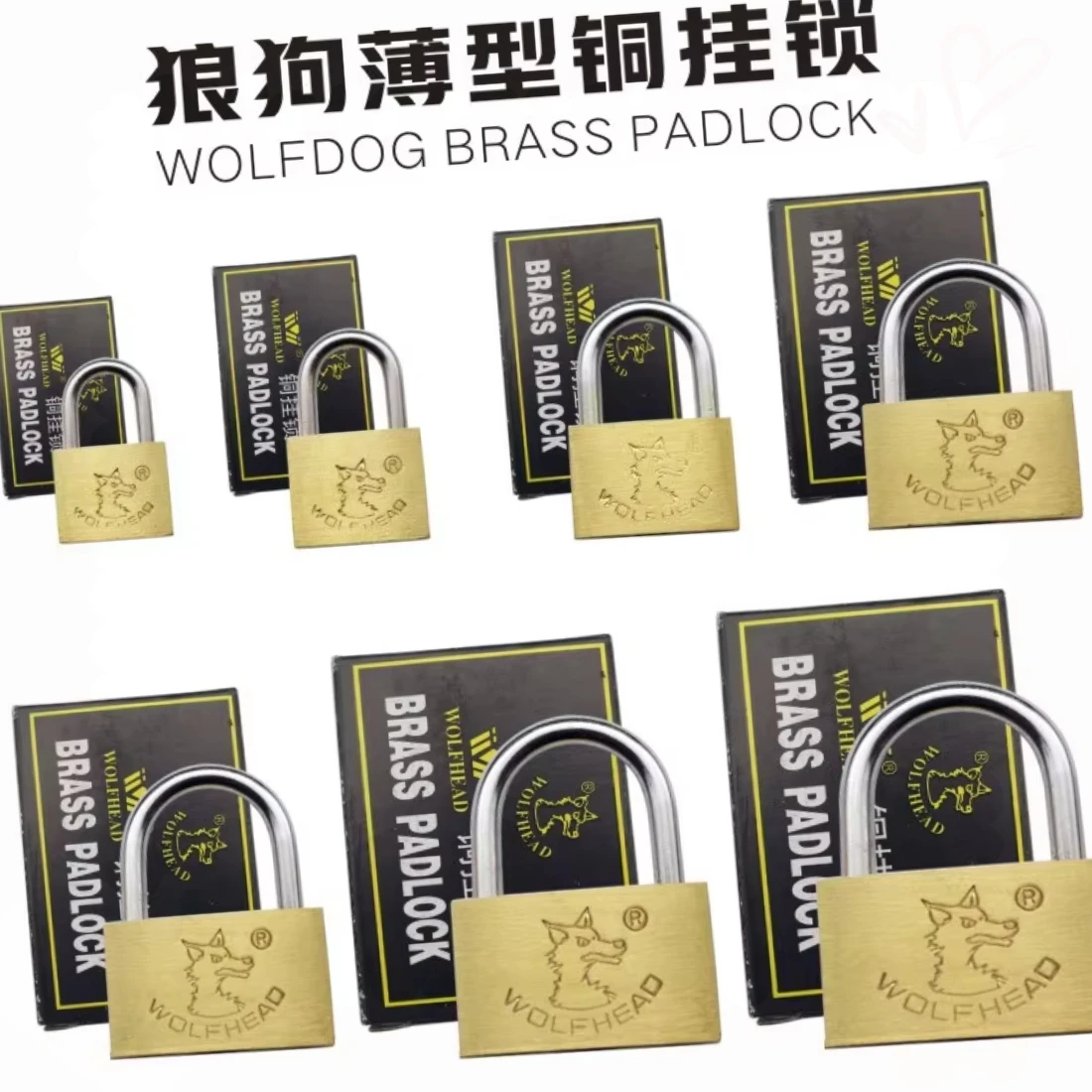 Small Size Wolf Dog Copper Padlock Wolf Head Brass Lock Small Locks Door Locks Anti-Rust Lock Core with 3 Keys