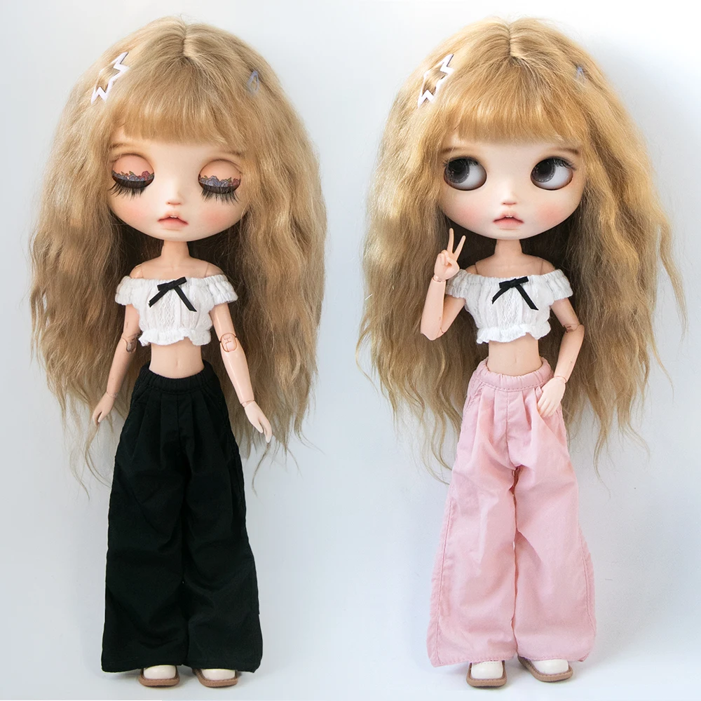 Blyth Kleidung, schulterfreies, kurzes Top, Trend-Set, gerade geschnittene, lässige, weit geschnittene Hose für Licca Azones OB24 Ker YMY Puppenzubehör – Detail 1