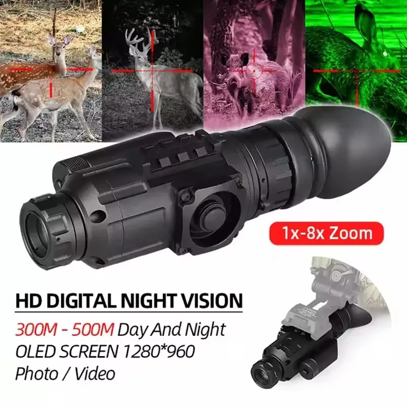 TNVC-M250 HD 1X Optical Night Vision Monocular Head Mounted Camera with 8X Electronic Zoom Crosshair for Hunting