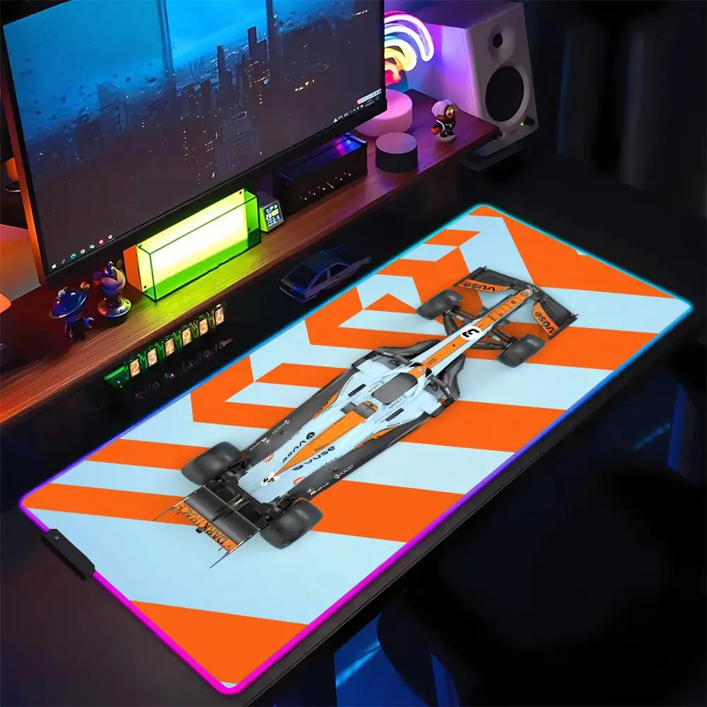 RGB Mouse Pad F1 Formula Mobil Balap LED Cahaya Gaming Mat Karet Anti-Slip Meja Tikar Gamer Pc Aksesoris Gaming Keypad Mousepad