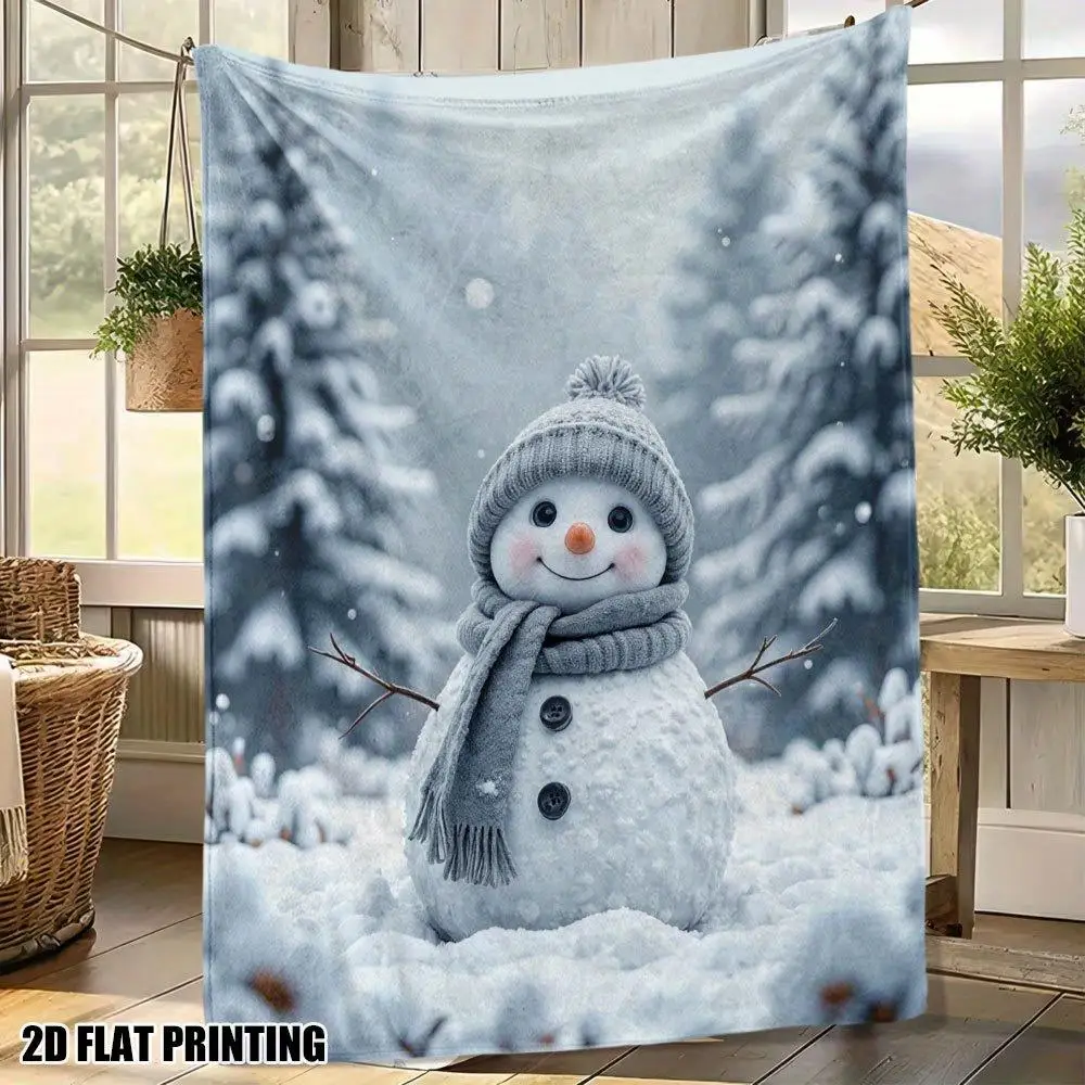 

1 шт. одеяло с принтом снеговика, полиэфирная ткань, можно стирать в машине, подходит для декора спальни и гостиной.