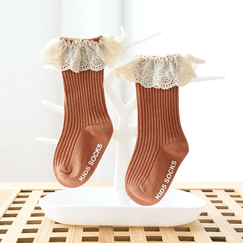 Spring Autumn Children Baby Girls Boys Cotton Knee High Socks Princess Home Mid Calf Socks Kids Toddler Floor Non-slip Stockings