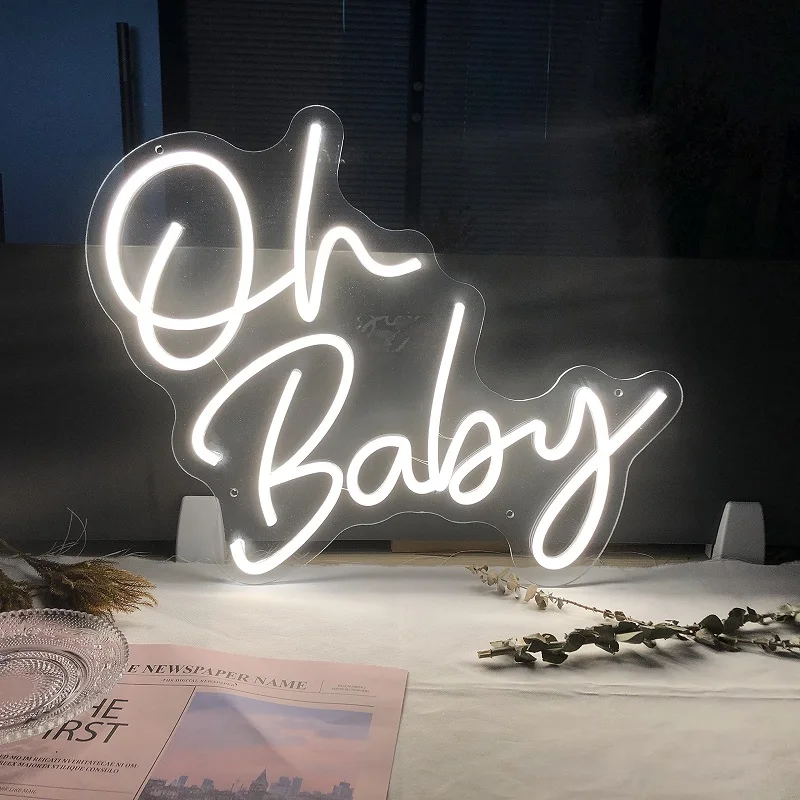 Неоновые вывески Oh Baby на заказ, неоновое искусство, настенный Декор Светильник ящаяся буква для свадебного украшения, розовая кавайная комната, декор, светильник ка, оптовая продажа