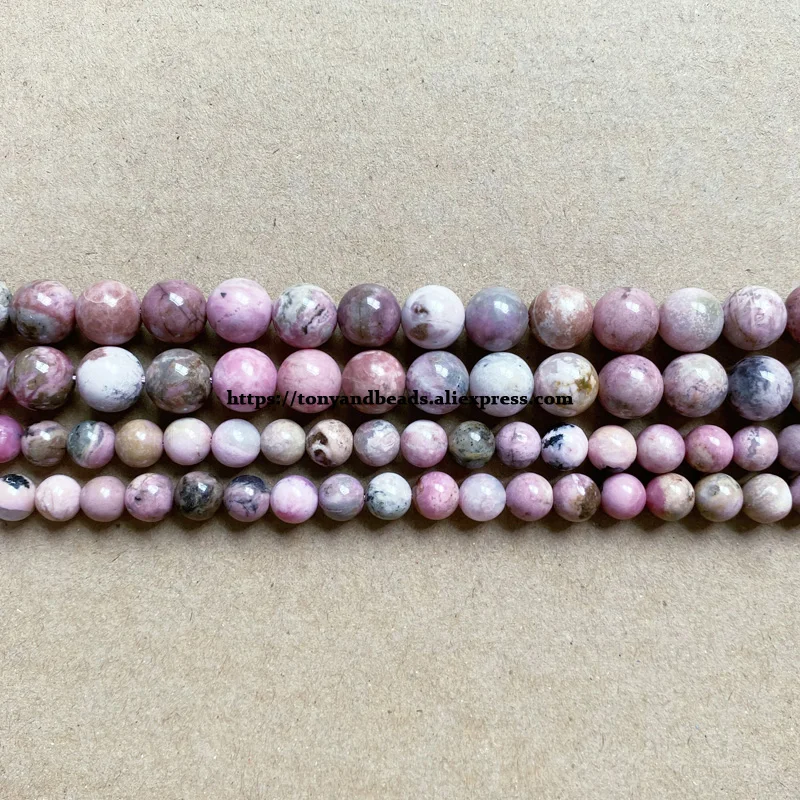 Genuine Semi-precious B Quality China XJ Natural Rhodonite Stone Round Loose Beads 15\