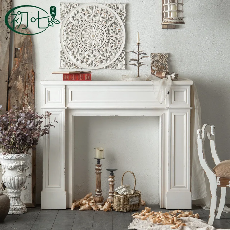 Idyllic log color retro fireplace rack wedding decoration photo props American old ultra-thin entrance rack