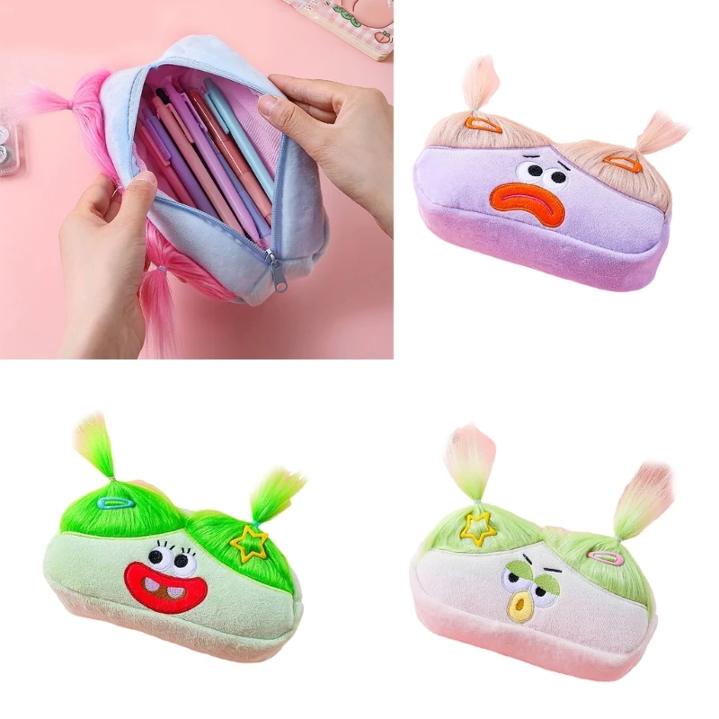 Cartoon Ugly Pencil Bag Plush Pen Pouches Zippered Pen Case Big Capacity Stationeries Bag Kid Back to School Gift