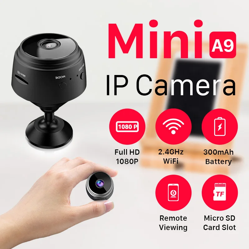 IP Camera HD1080P Home Security Wireless Wifi Mini Camera Small CCTV Infrared Night Vision Motion Detection SD Card Slot Audio