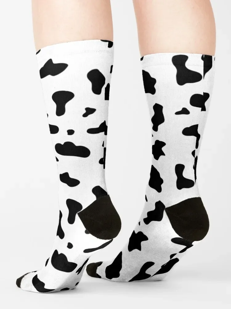 Anti Slip Football Socks Set para homens e mulheres, Cow Pattern Print