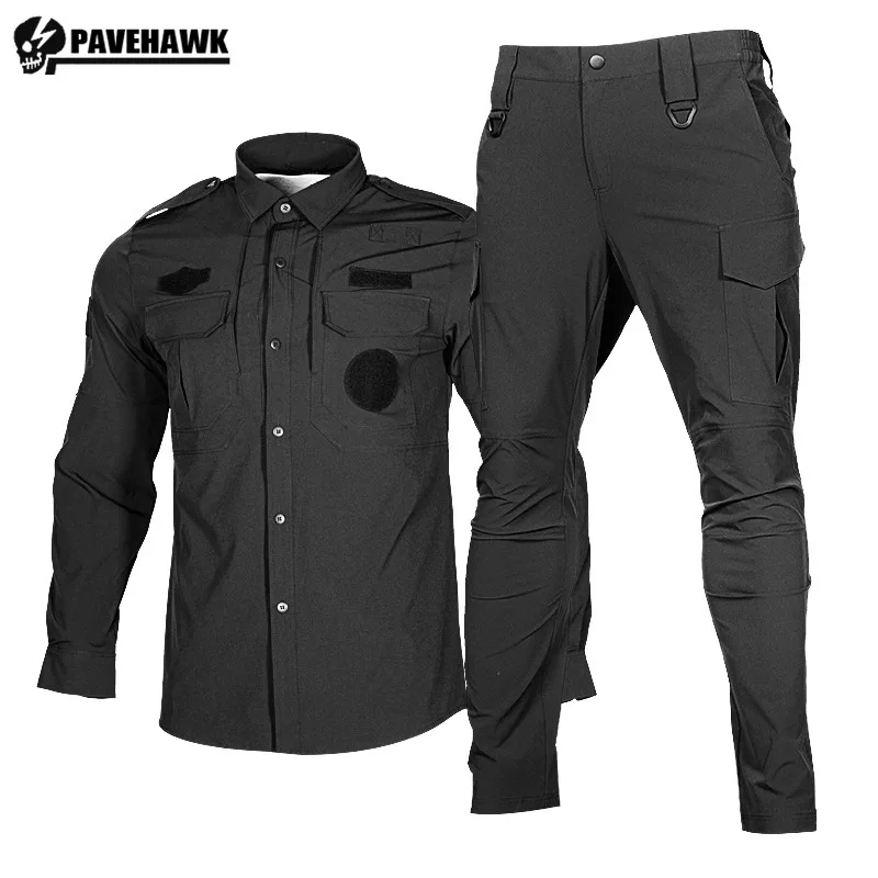 Mens Multi Pocket Work Uniform Quick Drying Tactical Training Suit Summer Comfortable Breathable Workwear Set Large Size S-5XL