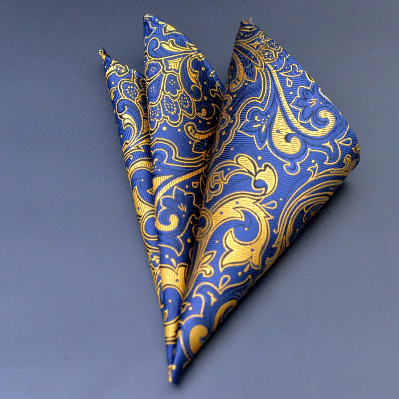 24cm Paisley Plaid Men's Pocket Square Wedding Party Business Polyester Handkerchief Suit Shirt Accessory Chest Towel Hanky Gift