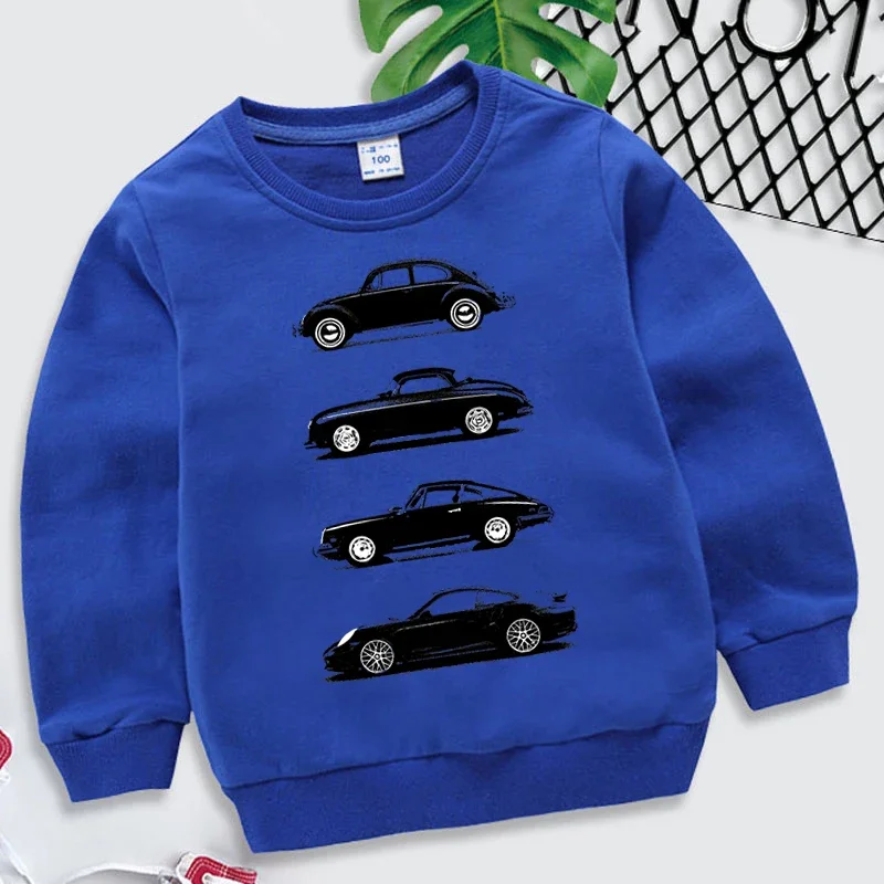 Hoodies 2023 Fashion Boys O-neck Sweatshirt Rally Group B Cars Print Tracksuit Fashion Car Fans Kids Clothes Girls Streetwear