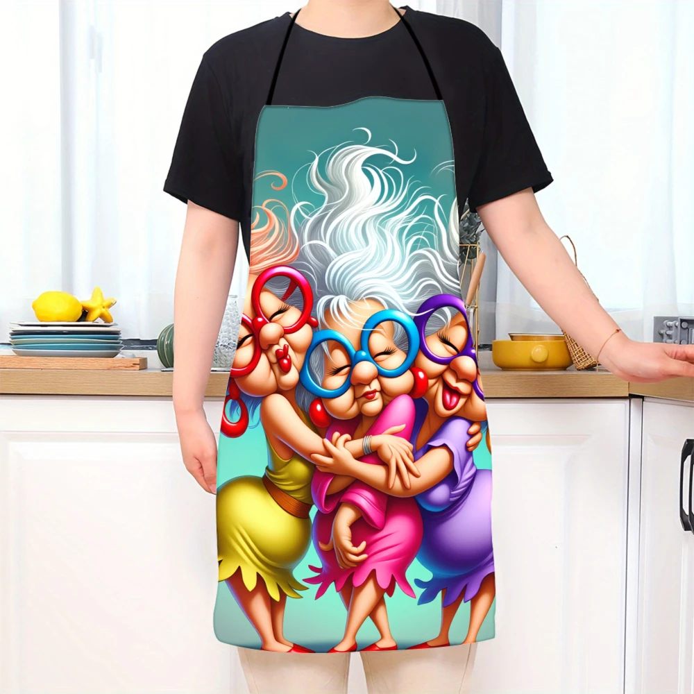 Colorful Grandmas Apron With Fun Cartoon Design For Cooking And Baking