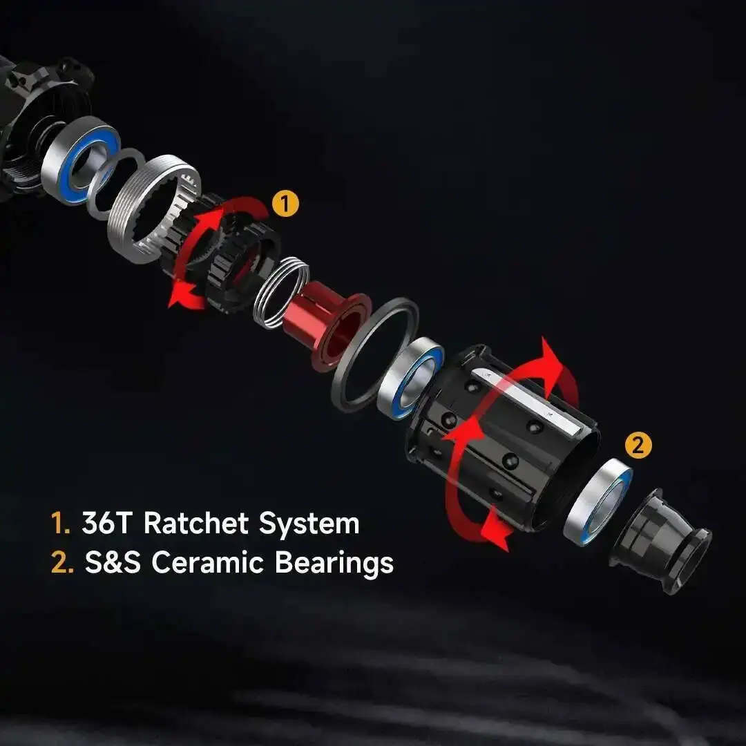 엘리트휠즈 SLR 그래블 카본 휠셋 래칫 시스템 36T 디스크 브레이크 사이클로크로스 70... - 2