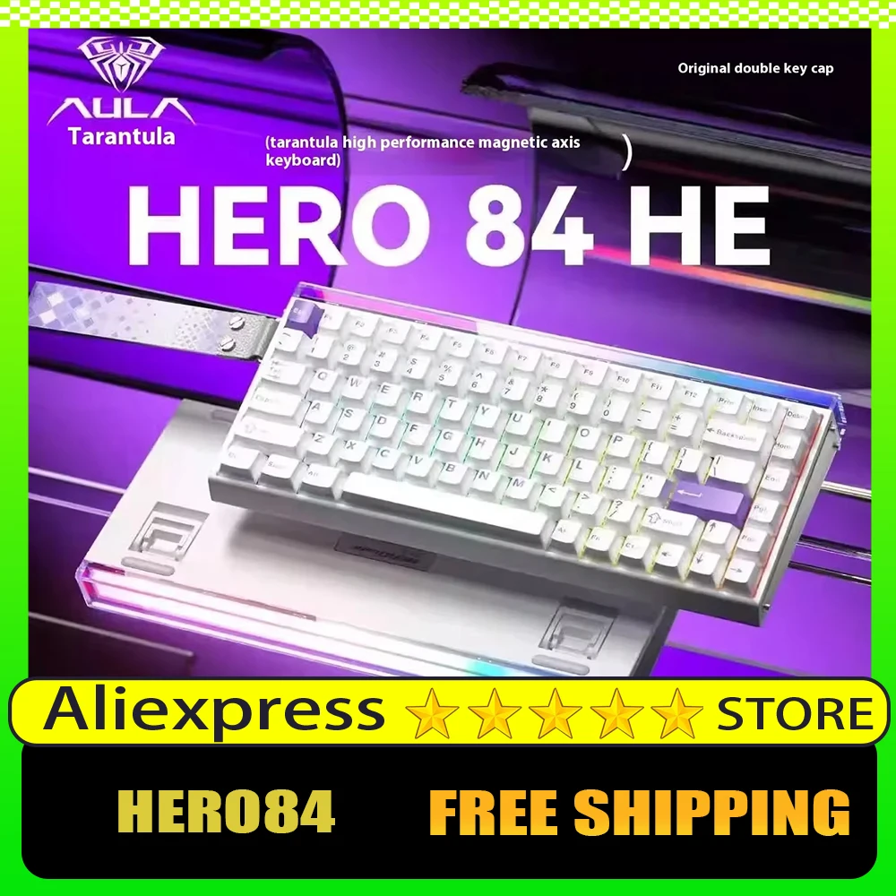 

Aula Hero84 He Проводная магнитная клавиатура RT0.01 8000 Гц Rgb Киберспортивная игровая механическая клавиатура с возможностью горячей замены Компьютерные аксессуары на заказ